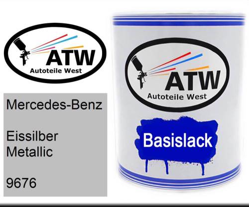 Mercedes-Benz, Eissilber Metallic, 9676: 1L Lackdose, von ATW Autoteile West.